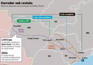 Governo muda planos, mas preserva ferrovia em MS na lista de concess&otilde;es de 2026