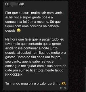 Mulher tamb&eacute;m sofre com homem liso que marca encontro sem ter um real