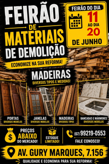 Superfeirão tem vigas de madeira, pias, mármores e itens para obras e reformas Superfeirão tem vigas de madeira, pias, mármores e itens para obras e reformas