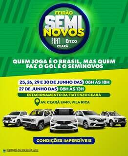 Fiat Enzo Cear&aacute; realiza Feir&atilde;o de Seminovos de 25 a 30 de junho
