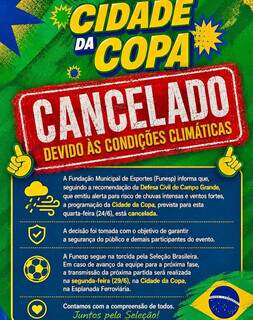 Chuva e frio provocam cancelamento da Cidade da Copa nesta noite Chuva e frio provocam cancelamento da Cidade da Copa nesta noite