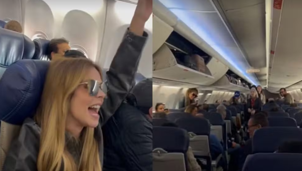 Mari Fagundes faz show particular em avião e canta 'Peão Todo Tatuado'