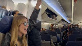 Mari Fagundes faz show particular em avião e canta 'Peão Todo Tatuado' Mari Fagundes faz show particular em avião e canta 'Peão Todo Tatuado'