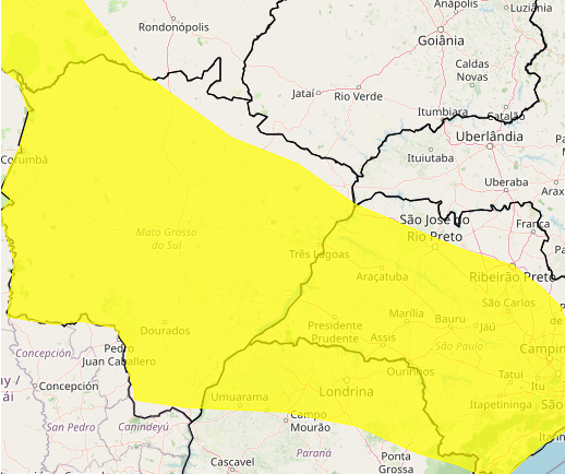 Alerta de Tempestade e Chuvas Fortes Atingem Mato Grosso do Sul e Santa Catarina