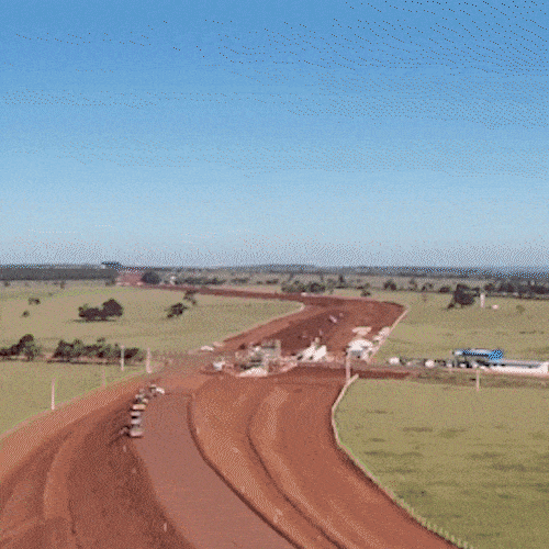 Imagens de drones mostram avan&ccedil;o de terraplanagem para ferrovia em Inoc&ecirc;ncia
