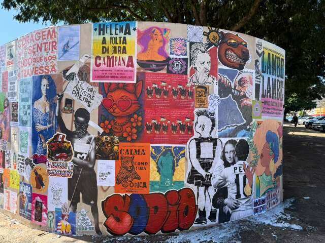 Lambe-lambe toma conta de muro e re&uacute;ne mais de 60 artistas