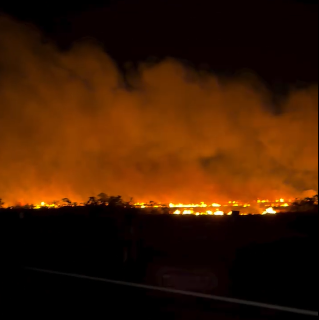 Inc&ecirc;ndio de grandes propor&ccedil;&otilde;es atinge &aacute;rea rural na entrada de Bela Vista