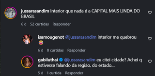 Post vira barraco após Gabi Luthai definir Campo Grande como "ares de interior" Post vira barraco após Gabi Luthai definir Campo Grande como "ares de interior"