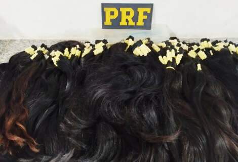 PRF apreende mala com 18 kg de cabelo humano em &ocirc;nibus em Miranda