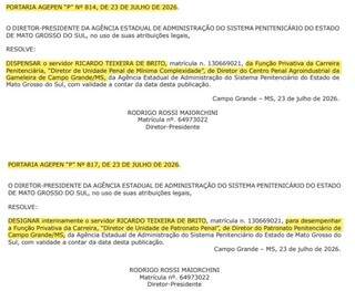 Decis&atilde;o atende Agepen e barra retorno de diretor afastado ap&oacute;s fuga da Gameleira