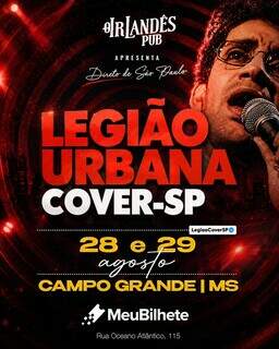 Legião Urbana Cover-SP traz sucessos de Renato Russo a Capital Legião Urbana Cover-SP traz sucessos de Renato Russo a Capital