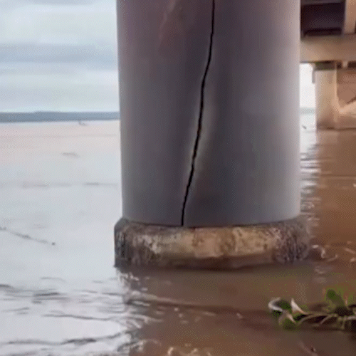 V&iacute;deo mostra abertura em pilar de ponte entre PR e MS 