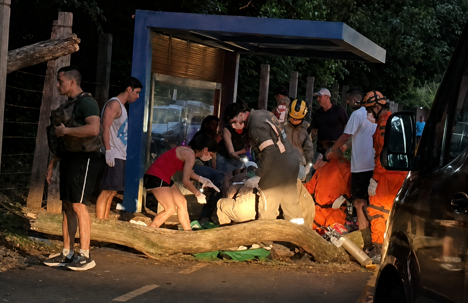 Tronco atinge cabeça de mulher em acidente no Parque dos Poderes