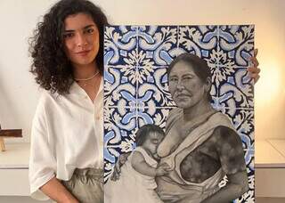 Artista pantaneira leva onça-pintada para mural de 30 metros Artista pantaneira leva onça-pintada para mural de 30 metros