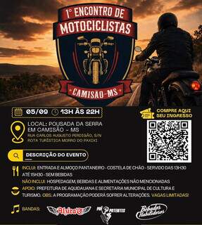 Primeiro encontro de motociclistas leva rock e costela de ch&atilde;o a Camis&atilde;o