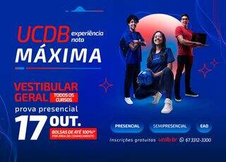 Vestibular UCDB 2027A oferece bolsas de até 100% por área