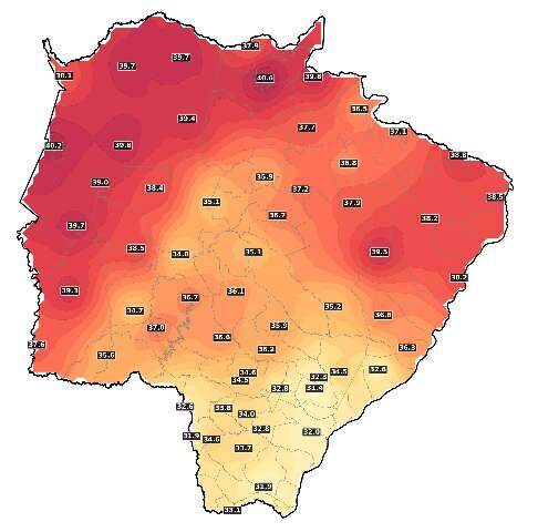 Duas cidades passam dos 40&deg;C antes de virada brusca no tempo em MS