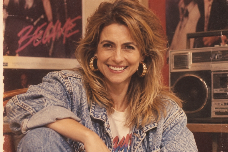 Soraya Thronicke – Soraya foi parar em um cenário bem anos 80, com cabelão, argolas, look jeans e até aparelho de som ao fundo.