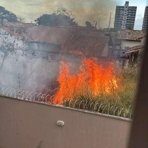 Fogo em terreno baldio espalha fuligem e assusta moradores do S&atilde;o Louren&ccedil;o