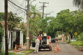 Sem luz desde quinta, moradores fecham rua com galhos em protesto Sem luz desde quinta, moradores fecham rua com galhos em protesto