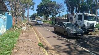 Fios e galhos ainda bloqueiam cal&ccedil;adas ap&oacute;s temporal em Campo Grande