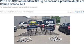 Minutos depois de chegar à Denar, cocaína apreendida até pela PRF era negociada Minutos depois de chegar à Denar, cocaína apreendida até pela PRF era negociada