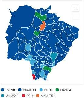 PL domina cidades de MS e PT fica em 2º no total de votos PL domina cidades de MS e PT fica em 2º no total de votos