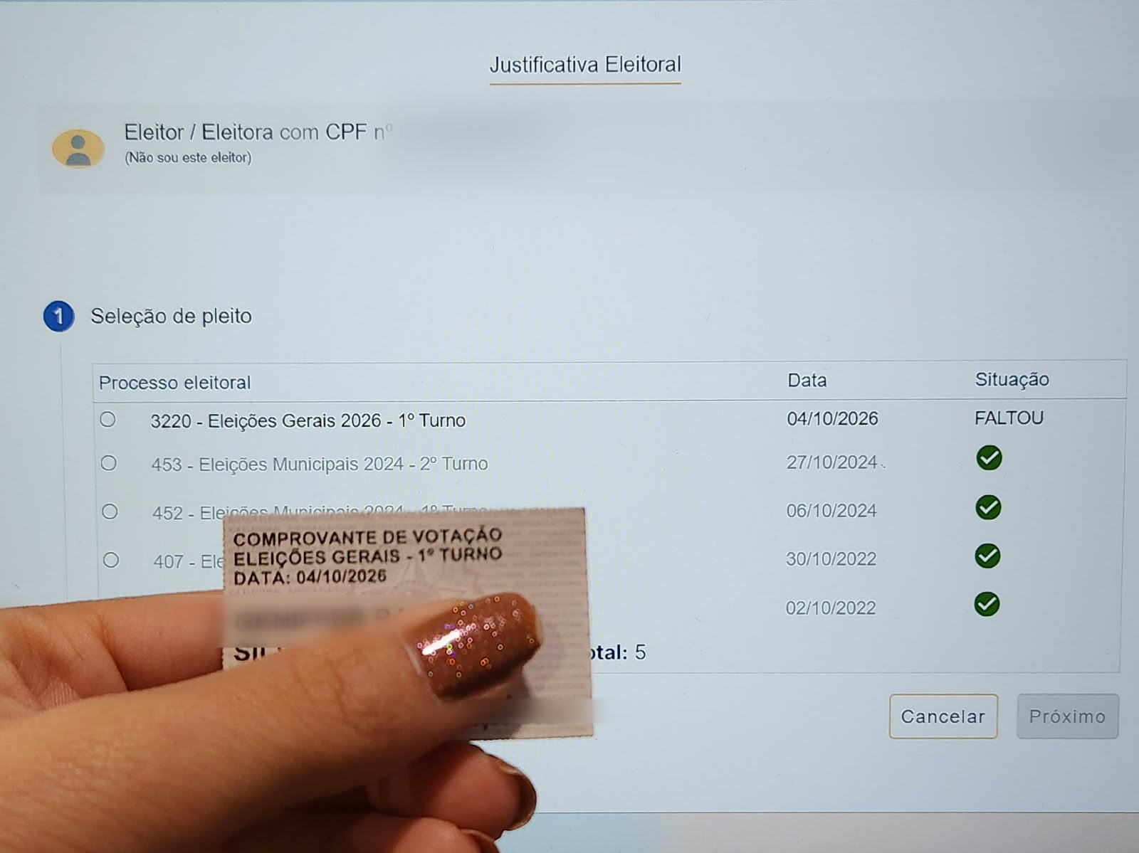 Sistema aponta “falta” para quem votou, mas TSE explica atualização
