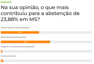 Para 54%, desinteresse pela pol&iacute;tica &eacute; a principal causa de absten&ccedil;&atilde;o em MS
