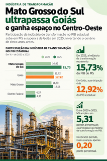 Ind&uacute;stria de MS cresce cinco pontos e assume topo do ranking no Centro-Oeste