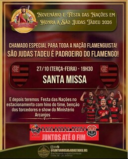Santuário de São Judas Tadeu fará missa e bênção para torcida do Flamengo Santuário de São Judas Tadeu fará missa e bênção para torcida do Flamengo
