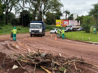 Com caminh&otilde;es e patrola, 20 equipes limpam estragos do temporal na Capital 