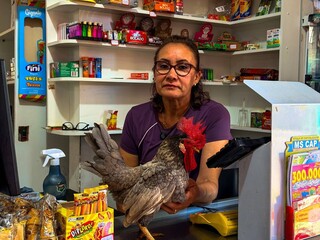 Galo vira mascote de conveni&ecirc;ncia e at&eacute; coloca clientes para correr