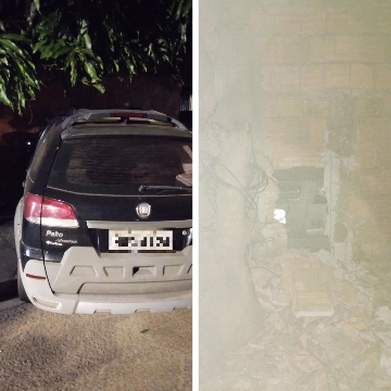 Fiat Palio invade cal&ccedil;ada, atinge muro de casa e motorista acaba preso