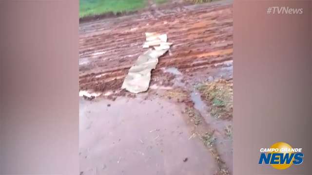 Moradora improvisa &#34;passarela&#34; para atravessar rua do Bairro Santa Luzia