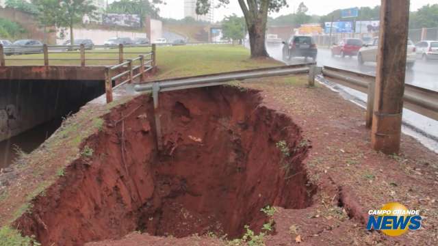 Uma semana após temporal, estragos pioram em avenida sem reparos