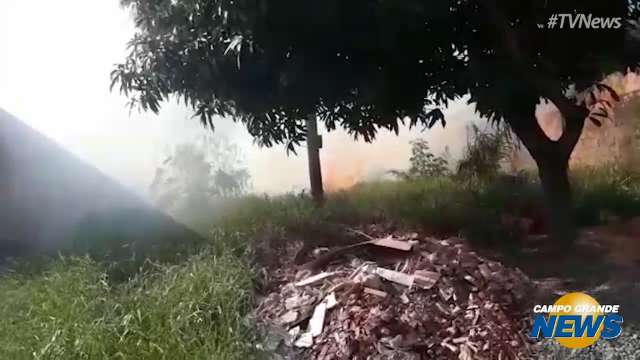 Fogo em terreno baldio espalha fumaça pelo Monte Castelo e incomoda moradores