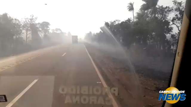 Leitor registra incêndio de vegetação na BR-163