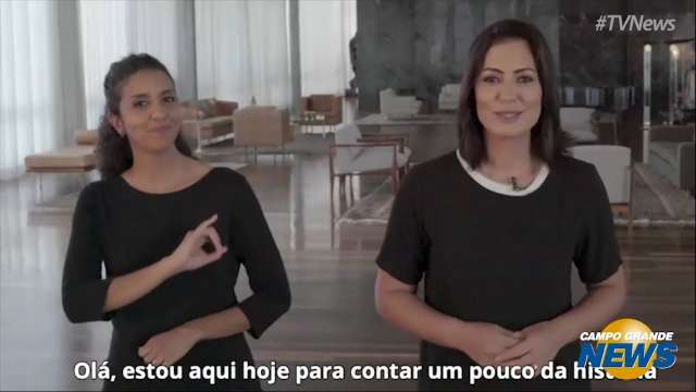 Michelle Bolsonaro grava vídeo institucional para entidade de MS