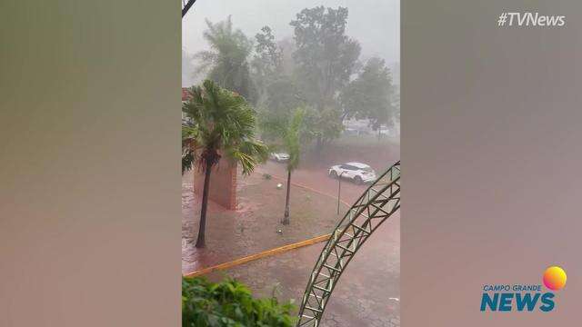 Chuva acompanhada de vento forte no Parque dos Poderes