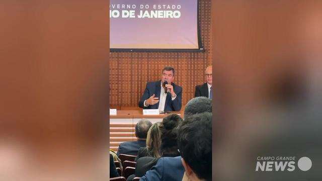 Eduardo Riedel (PP) discursa em encontro de governadores no Rio de Janeiro