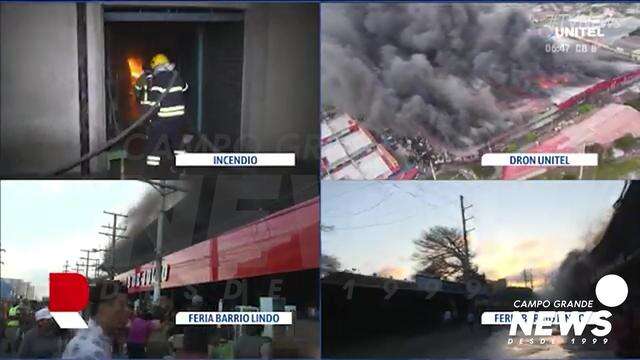 Incêndio em feira da Bolívia