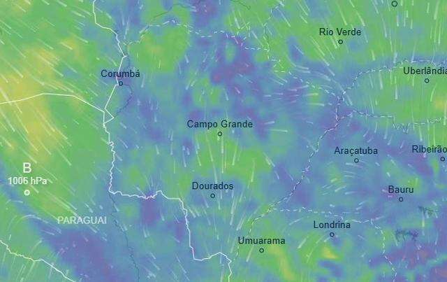 Passagem de ventos por MS captado por satélite (Ventusky)